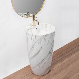 Rea Anya umywalka podłogowa 45x45 cm okrągła wolnostojąca szary/kamień REA-U5803