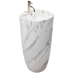 Rea Anya umywalka podłogowa 45x45 cm okrągła wolnostojąca szary/kamień REA-U5803