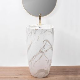 Rea Anya umywalka podłogowa 45x45 cm okrągła wolnostojąca szary/kamień REA-U5803