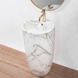 Rea Anya umywalka podłogowa 45x45 cm okrągła wolnostojąca szary/kamień REA-U5803