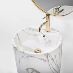 Rea Anya umywalka podłogowa 45x45 cm okrągła wolnostojąca szary/kamień REA-U5803