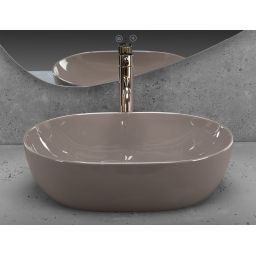 Rea Lisa Beige Shiny umywalka 49x35 cm owalna nablatowa brąz/beż REA-U6380