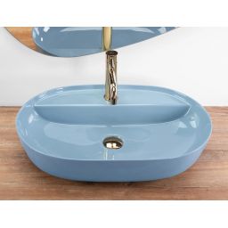 Rea Aura umywalka 60,5x40,5 cm owalna nablatowa niebieska REA-U6618