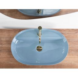Rea Aura umywalka 60,5x40,5 cm owalna nablatowa niebieska REA-U6618