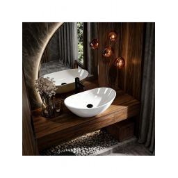 Rea Kate umywalka 45x27 cm owalna nablatowa biała REA-U6802