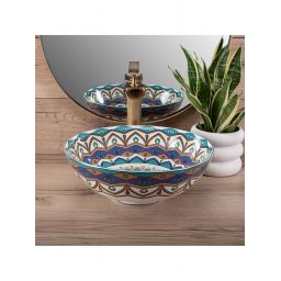 Rea Aztec umywalka 40x40 cm okrągła nablatowa multikolor REA-U7501