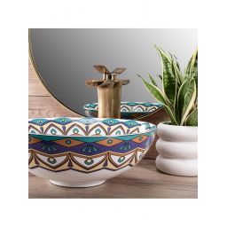 Rea Aztec umywalka 40x40 cm okrągła nablatowa multikolor REA-U7501