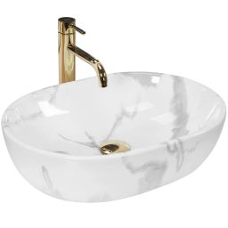 Rea Amelia Marmo Shiny umywalka nablatowa owalna biała REA-U8001