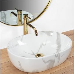 Rea Amelia Marmo Shiny umywalka nablatowa owalna biała REA-U8001