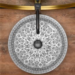 Rea Arte D.Grey umywalka 40 cm nablatowa okrągła biały/szary REA-U8002