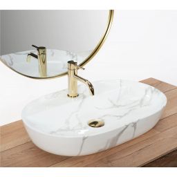 Rea Aura umywalka 60,5x40,5 cm owalna nablatowa szary/kamień REA-U8003