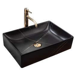 Rea Inga Black Marble Matt umywalka 51x34,5 cm nablatowa prostokątna czarny mat REA-U8006