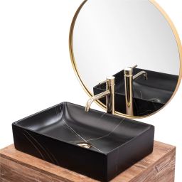 Rea Inga Black Marble Matt umywalka 51x34,5 cm nablatowa prostokątna czarny mat REA-U8006