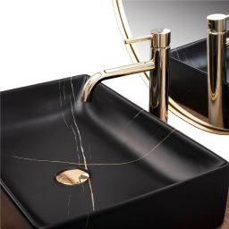 Rea Inga Black Marble Matt umywalka 51x34,5 cm nablatowa prostokątna czarny mat REA-U8006