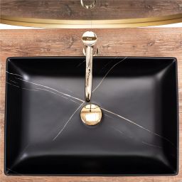 Rea Inga Black Marble Matt umywalka 51x34,5 cm nablatowa prostokątna czarny mat REA-U8006