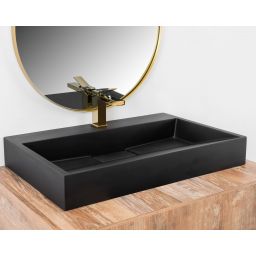 Rea Goya umywalka 70x46 cm prostokątna nablatowa czarna REA-U8802