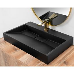 Rea Goya umywalka 70x46 cm prostokątna nablatowa czarna REA-U8802