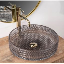 Rea Cristal umywalka 39x39 cm okrągła nablatowa szary REA-U8880