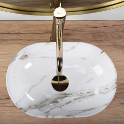 Rea Amelia umywalka 38x26 cm owalna biała REA-U9107