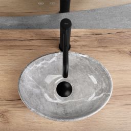 Rea Sofia Mini Grigio umywalka 34x27 cm owalna nablatowa szary/kamień REA-U9237