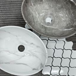 Rea Sofia Mini Grigio umywalka 34x27 cm owalna nablatowa szary/kamień REA-U9237