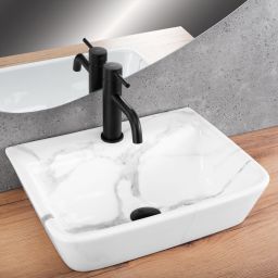 Rea Altea umywalka 45,5x36 cm półokrągła nablatowa biała imitacja kamienia REA-U9242