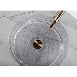 Rea Cristal umywalka 35,5x35,5 cm okrągła nablatowa szary REA-U9615