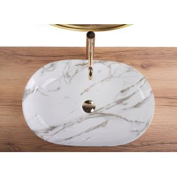 Rea Cleo umywalka 60,5x41 cm nablatowa owalna imitacja kamienia REA-U9656