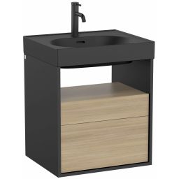 Roca Meridian szafka 55x46x56,5 cm podumywalkowa wisząca czarna-dąb A858105608