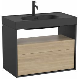 Roca Meridian szafka 80x46x56,5 cm podumywalkowa wisząca czarna-dąb A858107608