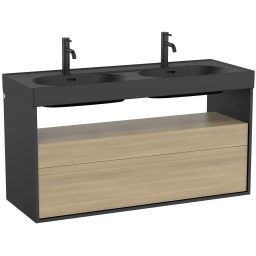 Roca Meridian szafka 120x46x56,5 cm podumywalkowa wisząca czarna-dąb A858109608