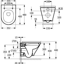 Roca Gap Round miska WC wisząca bez kołnierza biały A3460NB000