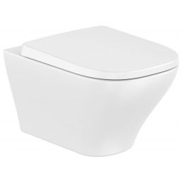 Roca Optica miska WC z deską wolnoopadającą wisząca bez kołnierza ze spłukiwaniem wirowym biały połysk A34HD11000