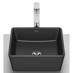 Roca Optica umywalka 35x35 cm kwadratowa nablatowa czarna A327B12080