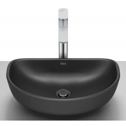 Roca Optica umywalka 45x30 cm półokrągła nablatowa czarna A327C10080
