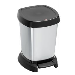 Rotho Paso IML kosz na śmieci 6 l z pedałem srebrny metalizowany 1116510264