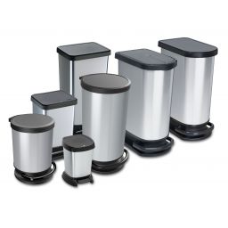 Rotho Paso IML kosz na śmieci 6 l z pedałem srebrny metalizowany 1116510264