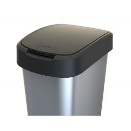 Rotho Twist IML kosz na śmieci 25 l Swing srebrny metalizowany 1167610264