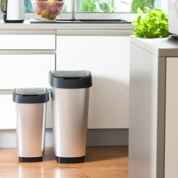 Rotho Twist IML kosz na śmieci 25 l Swing srebrny metalizowany 1167610264