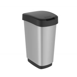 Rotho Twist IML pojemnik na odpady 50 l Swing srebrny metalizowany 1167710264