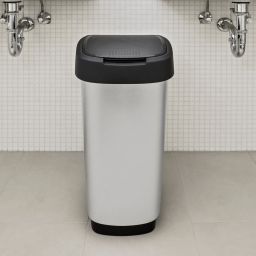 Rotho Twist IML kosz na śmieci 25 l Swing srebrny metalizowany 1167610264