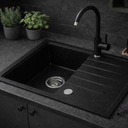 Ruvetti Axel 140 zlewozmywak granitowy 68x49,5 cm czarny 3001AX_BC140_W