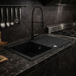 Ruvetti Axel 160 zlewozmywak granitowy 79x50 cm czarny 3001AX_BC160_W