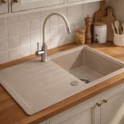 Ruvetti Axel 160 zlewozmywak granitowy 79x50 cm beżowy 3001AX_BE160_W
