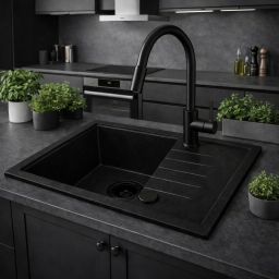 Ruvetti Axel 120 zlewozmywak granitowy 65x50 cm full black 3001AX_FB120_W