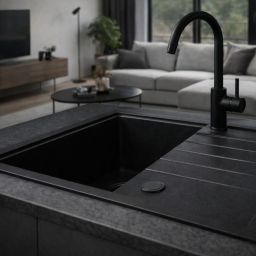 Ruvetti Axel 140 zlewozmywak granitowy 68x49,5 cm full black 3001AX_FB140_W