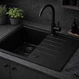 Ruvetti Axel 140 zlewozmywak granitowy 68x49,5 cm full black 3001AX_FB140_W