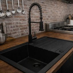 Ruvetti Axel 160 zlewozmywak granitowy 79x50 cm czarny full black 3001AX_FB160_W