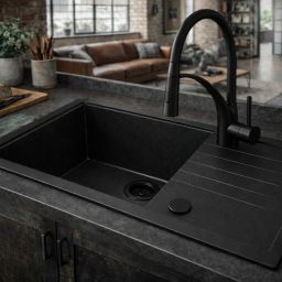 Ruvetti Axel Axel 160 XL zlewozmywak granitowy 78x50 cm full black 3001AX_FB160XL_W