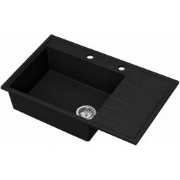 Ruvetti Axel 160 K zlewozmywak granitowy 79x50 cm czarny 3001AXK_BC160K_W